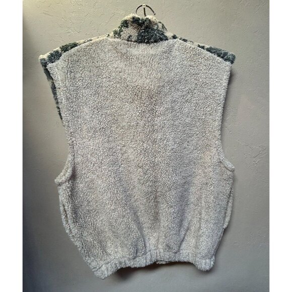 Vintage Quality Goods Canada Women Small Gray Sherpa Fleece Vest Pocket Full-Zip - Picture 2 of 9